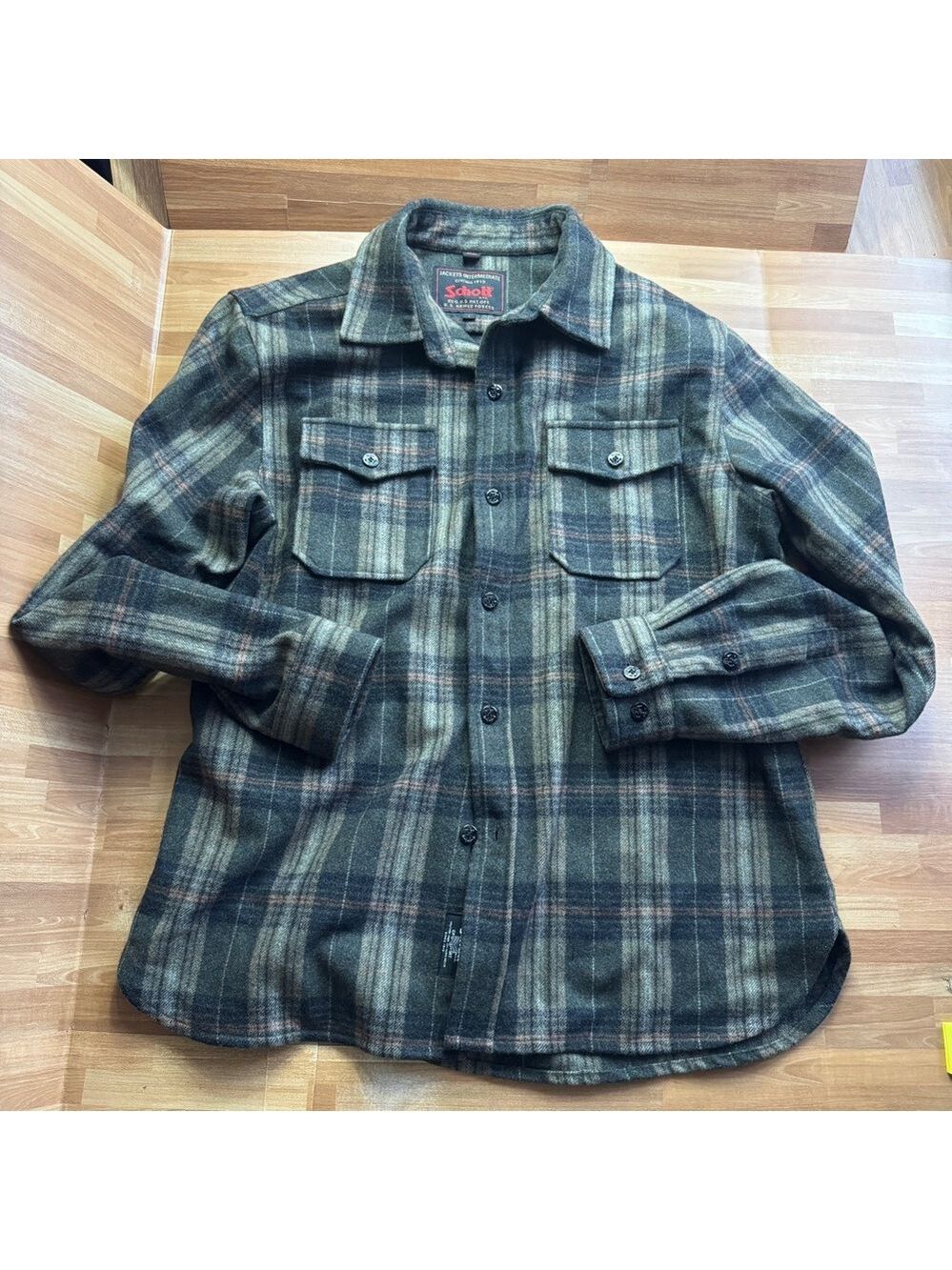 Schott NYC wool plaid heavyweight shacket size large